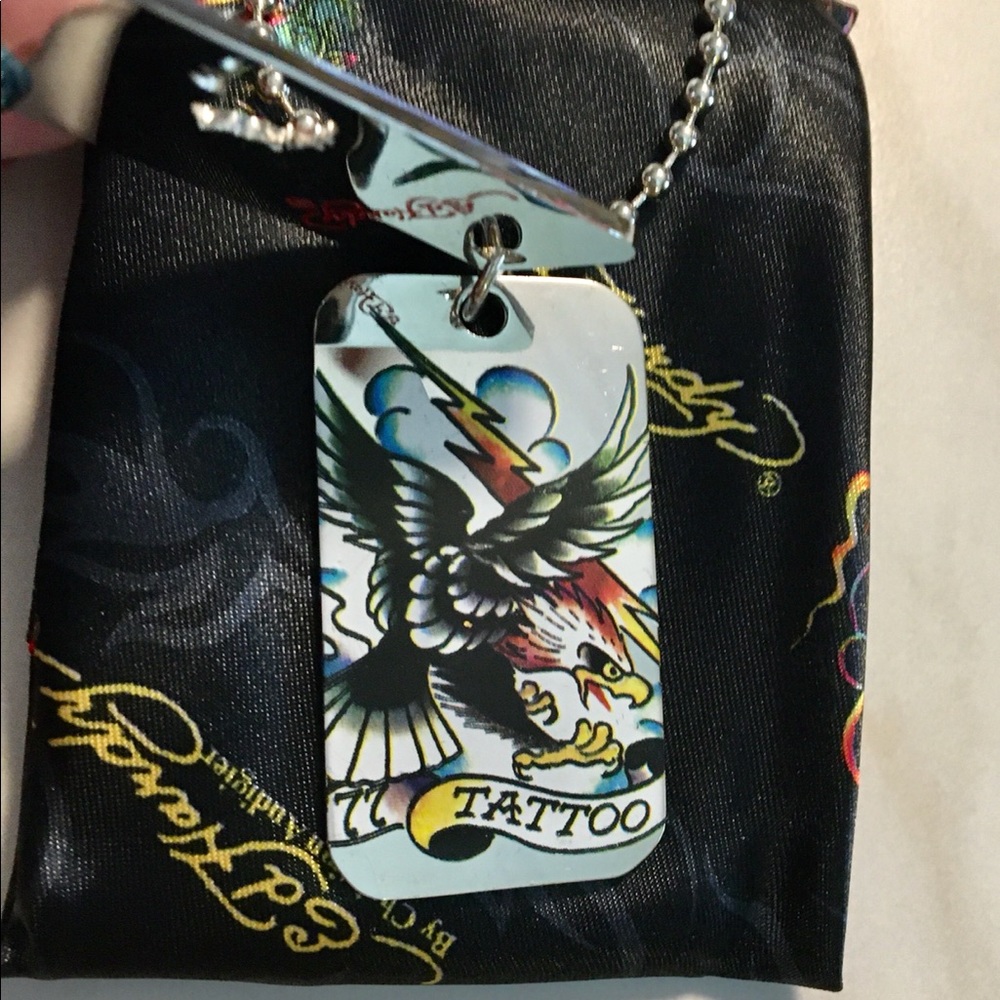 NWT Ed Hardy Dog Tag Necklace with COA and pouch - Picture 7 of 8